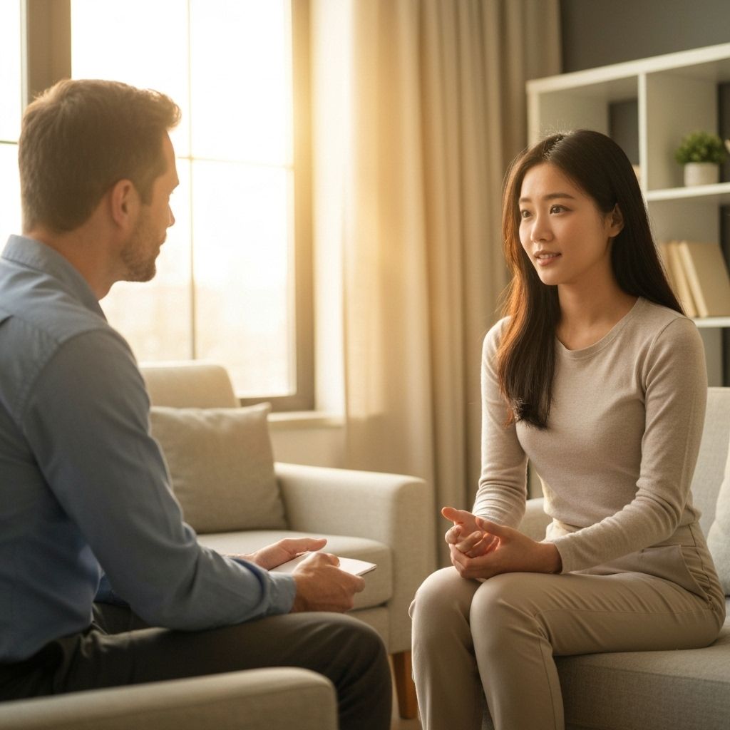 Canapea confortabilă într-un cabinet de terapie modern și liniștit